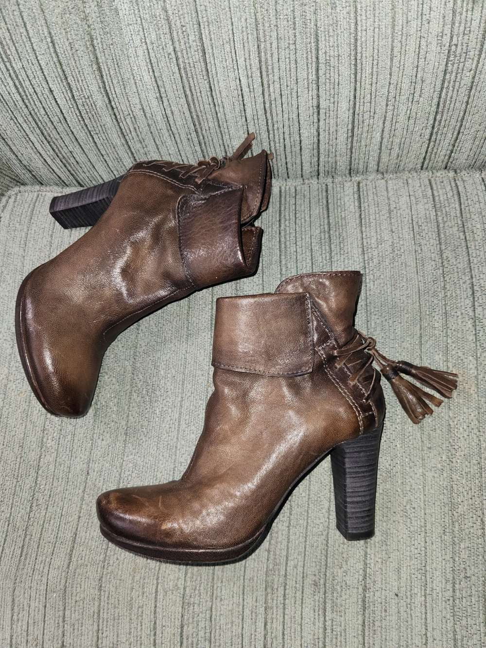 Mjus Brown Leather High-Heel Ankle Boots